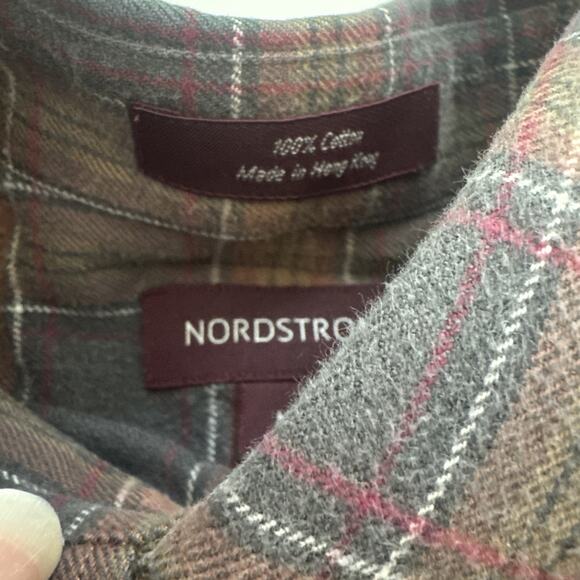 Vintage Nordstrom Flannel Shirt Button Down Shirt 100% Cotton Medium - Picture 4 of 10